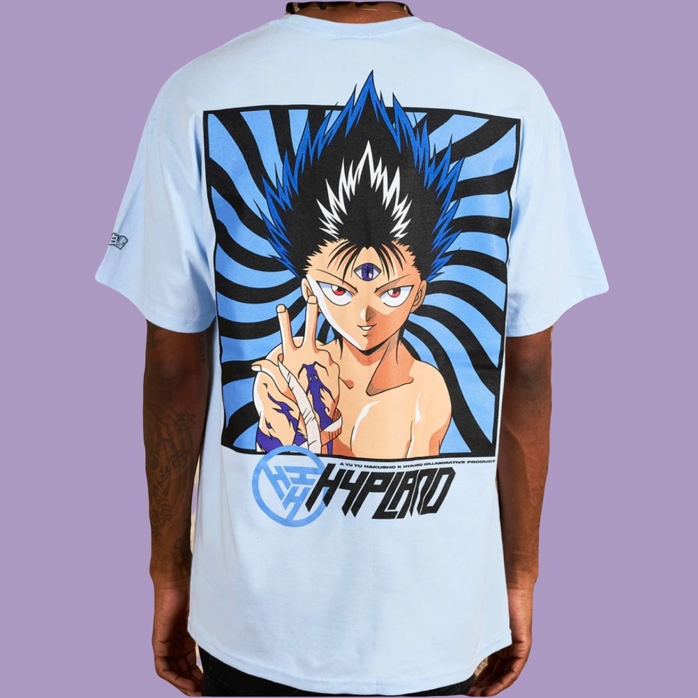 Hypland YYH HIEI HYPNOSIS SHIRT Powder Blue Anime Graphic T Shirt Mens XL